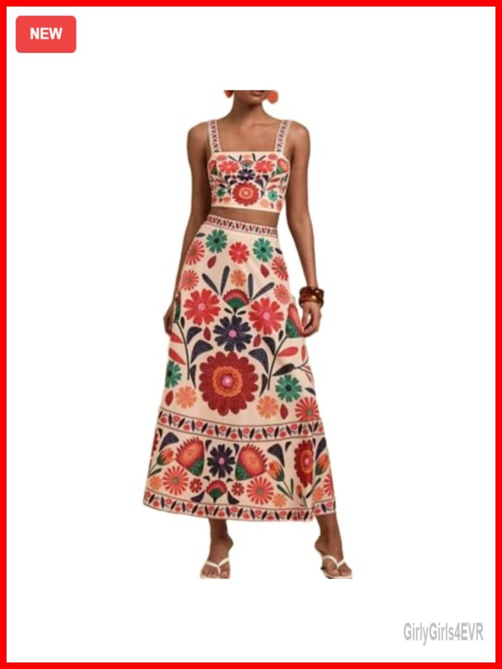 Floral Halter Crop Top and Maxi Skirt Set Sleeveless 2 Piece Outfit